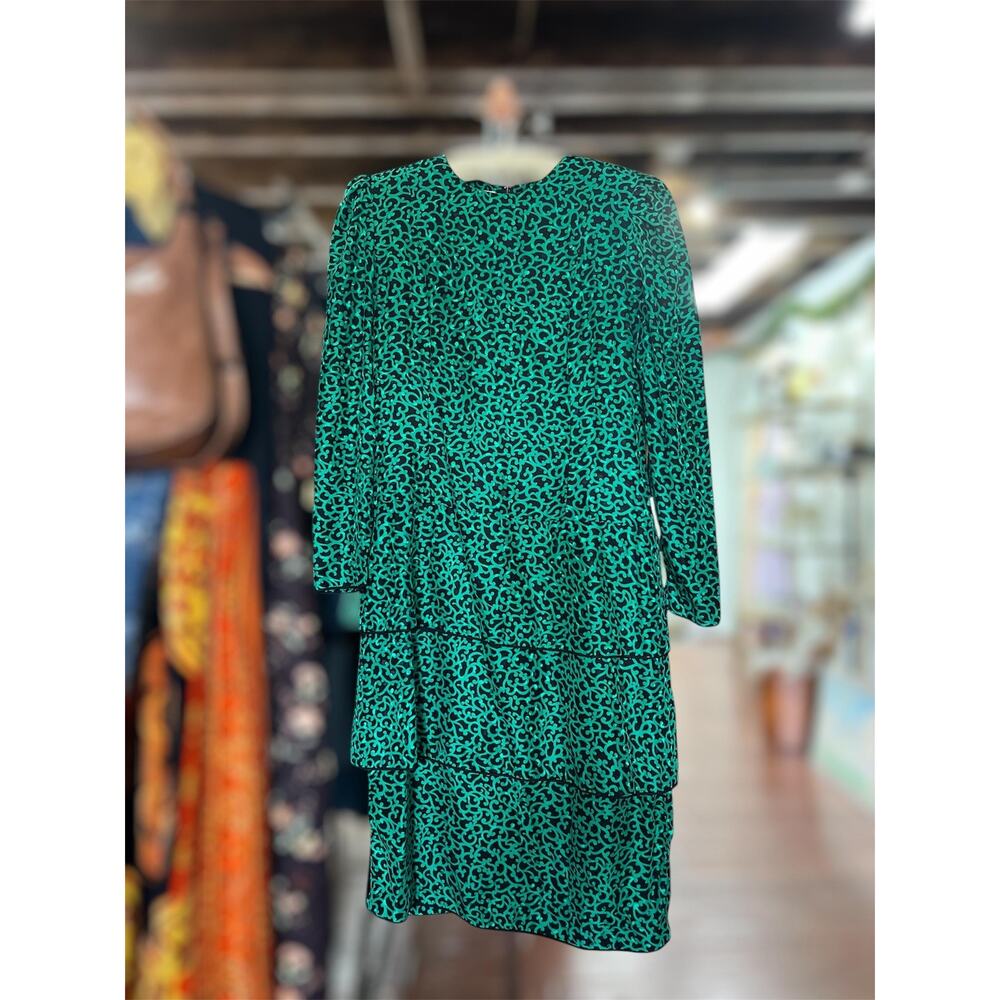 Vintage 1980s Maggy London Drop Waist Silk Dress - Size 10